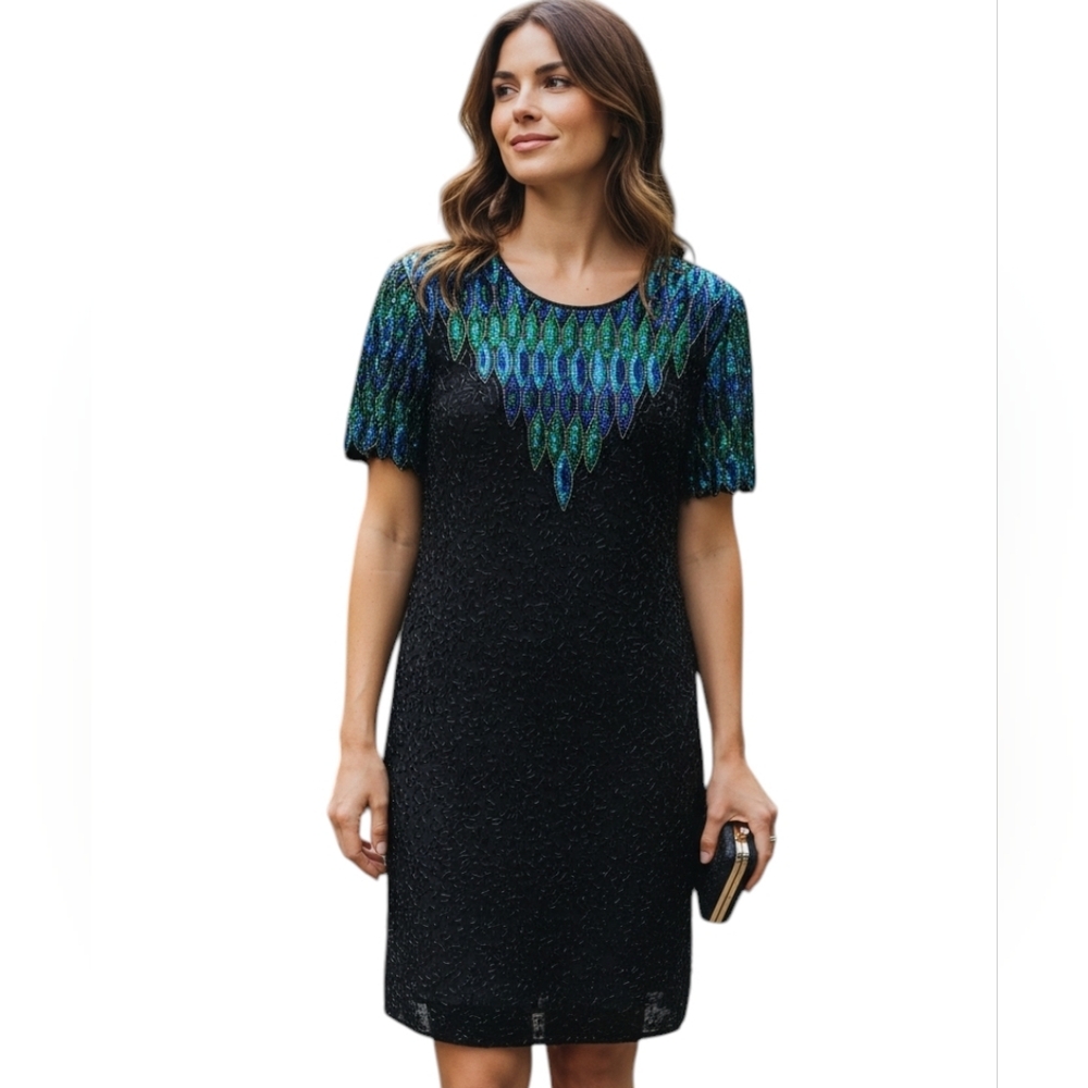 Vintage‎ Stenay Silk Beaded Sequin Dress